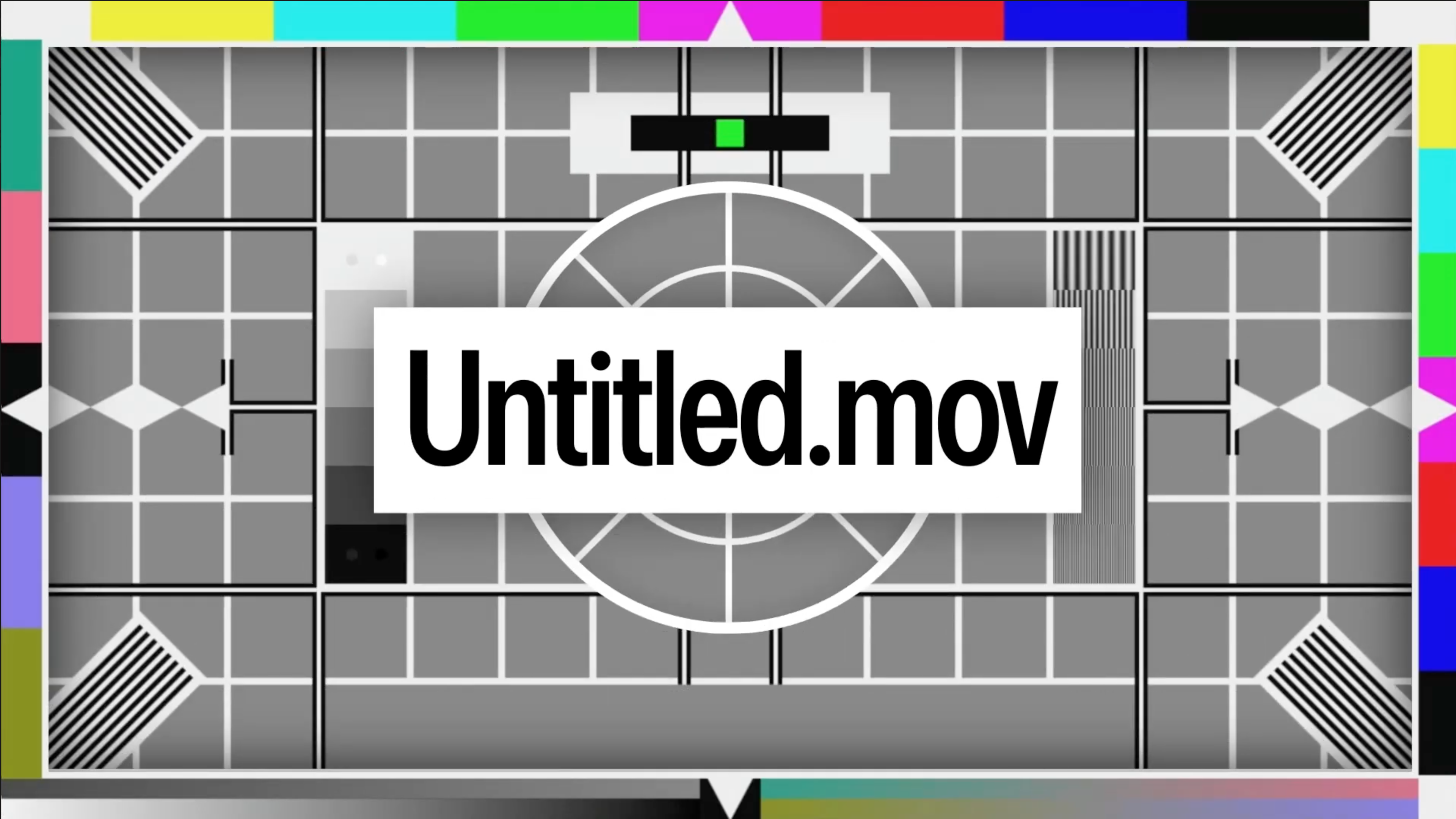 Untitled.mov Logo, a TV Test Card screen.